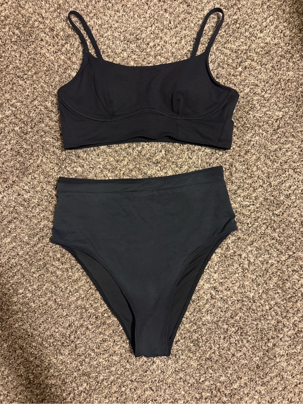 lululemon athletica Black Textured High-Waist Bikini Set